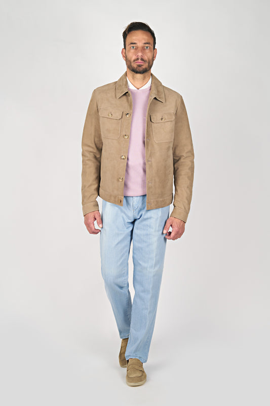 Reindeer Leather Trucker Jacket