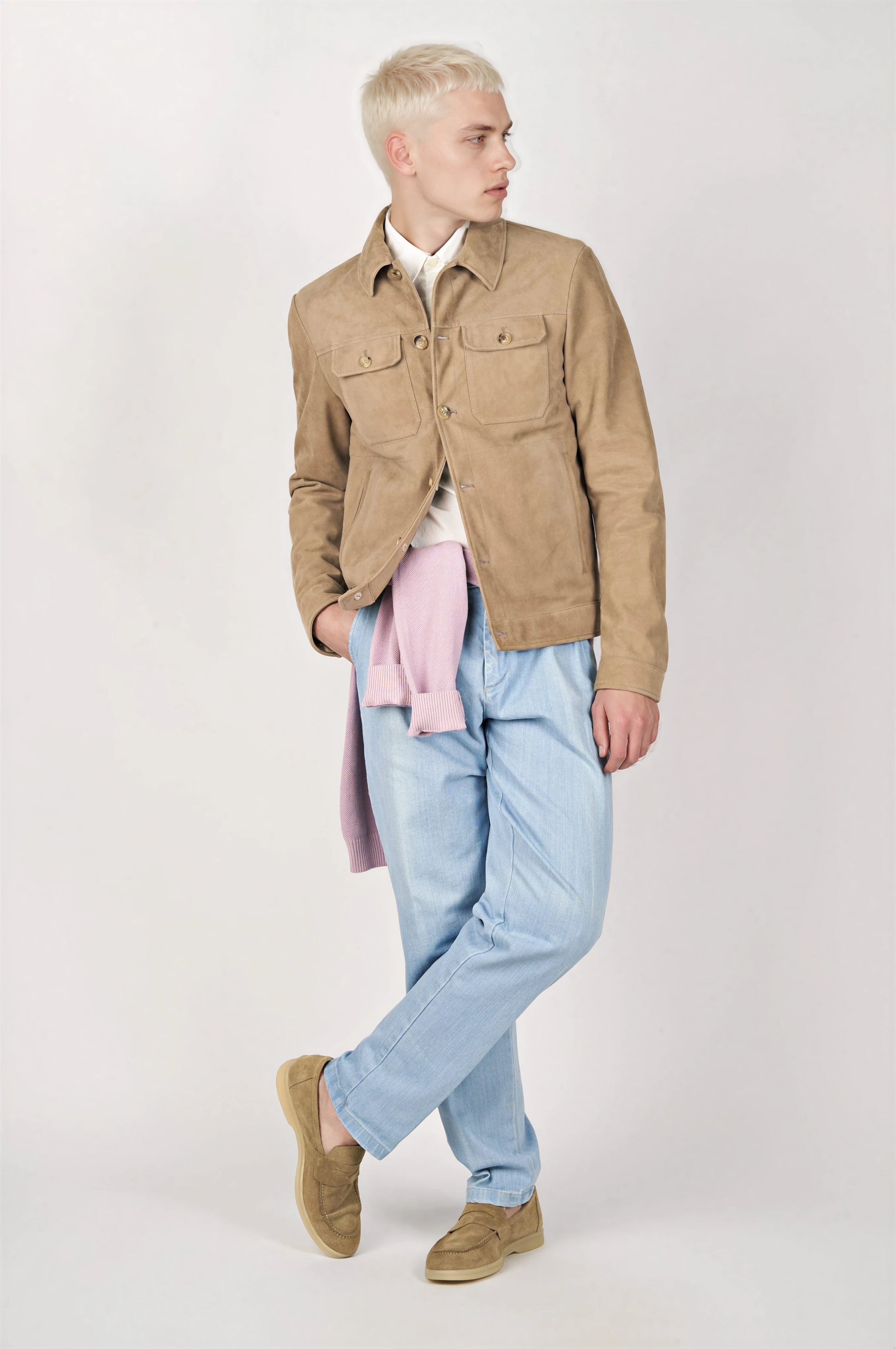 Reindeer Leather Trucker Jacket - MONTEZEMOLO