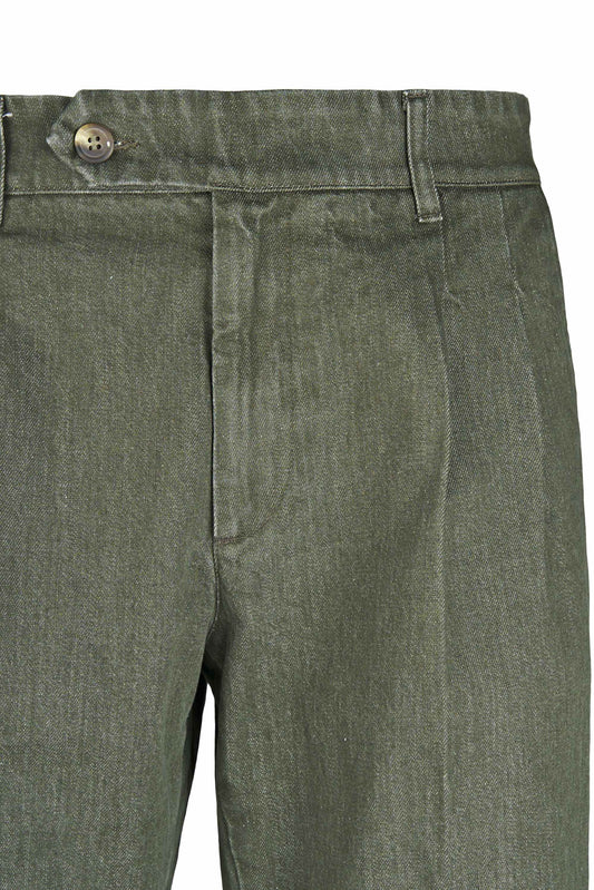 Washed denim trousers with pleats