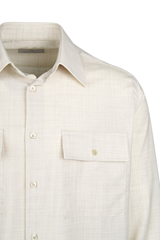 Spear-collar mélange shirt
