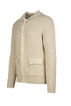 Rib-Knit Cardigan with Shirt Collar
