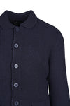 Rib-Knit Cardigan with Shirt Collar
