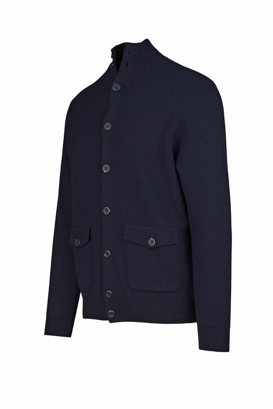 High-neck pocket cardigan