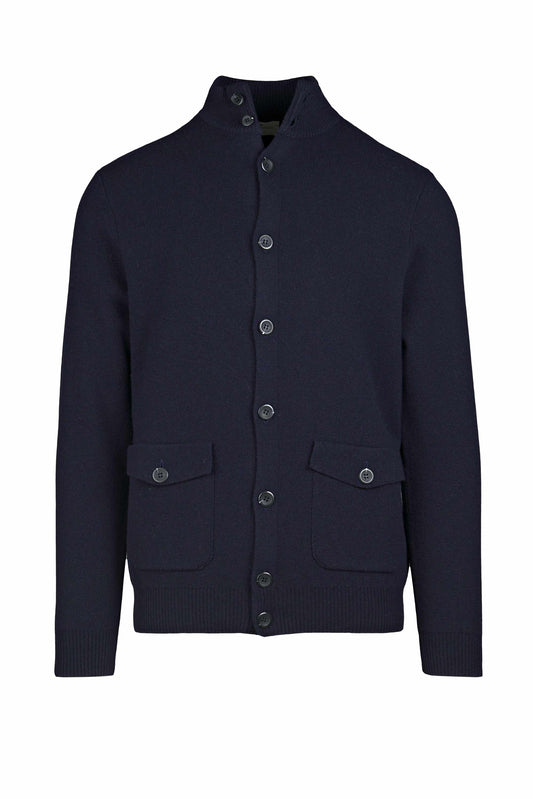 High-neck pocket cardigan