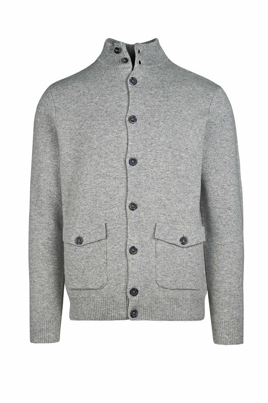High-neck pocket cardigan