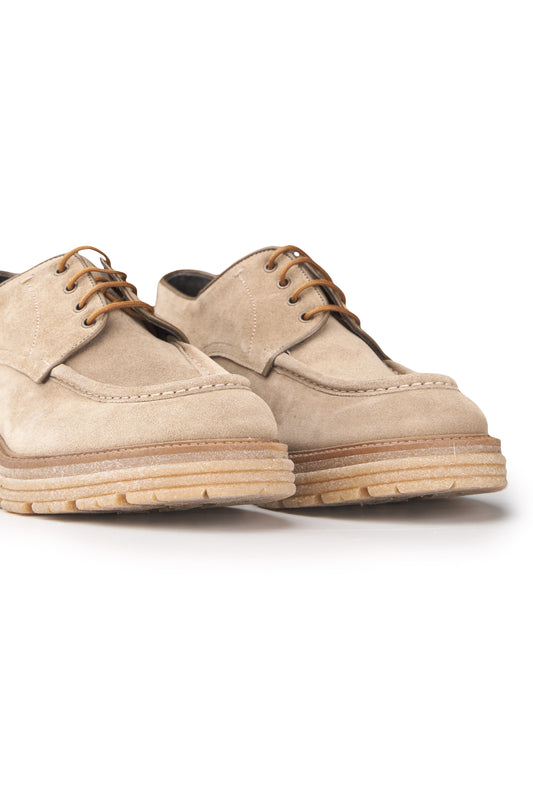 Suede Apron-Toe Lugged Derby Shoes - MONTEZEMOLO