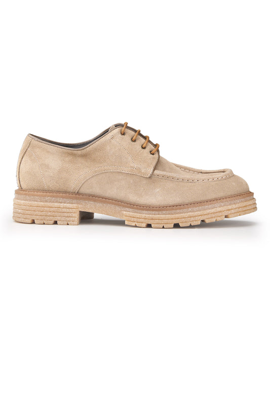 Suede Apron-Toe Lugged Derby Shoes - MONTEZEMOLO
