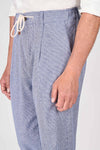Cotton-Linen Micro Pattern Drawstring Trousers