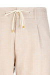 Herringbone Cotton-Linen Blend Drawstring Pants