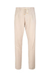 Herringbone Cotton-Linen Blend Drawstring Pants