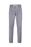 Herringbone Cotton-Linen Blend Drawstring Pants