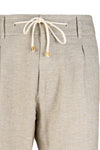 Herringbone Cotton-Linen Blend Drawstring Pants