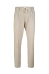 Herringbone Cotton-Linen Blend Drawstring Pants