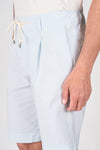 Seersucker Bermuda Shorts with Drawstring
