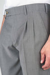 Bi-stretch wool mohair trousers with double pleats