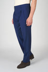 Bi-stretch wool mohair trousers with double pleats