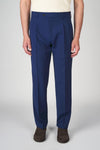 Bi-stretch wool mohair trousers with double pleats