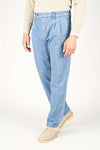 Double-Pleat Denim Trousers