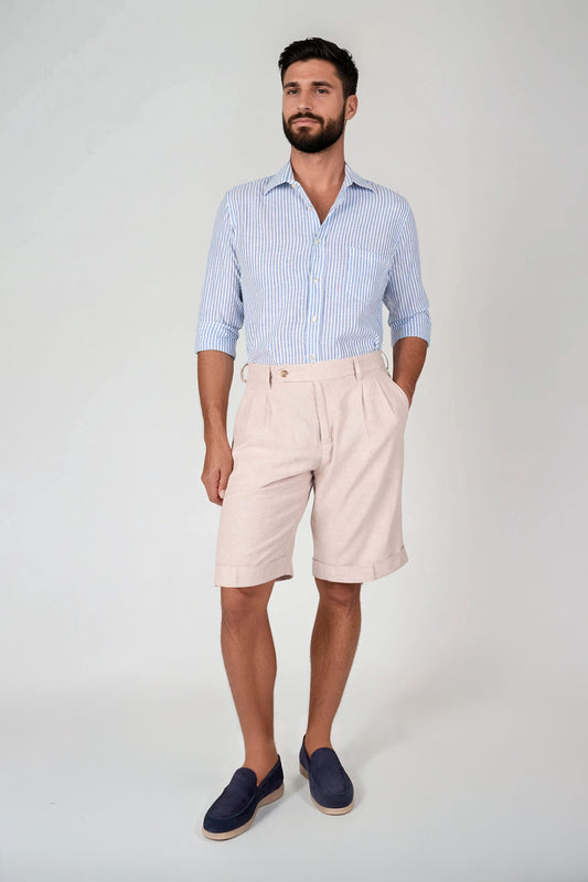 Linen-Cotton Shirt with Chest Pocket