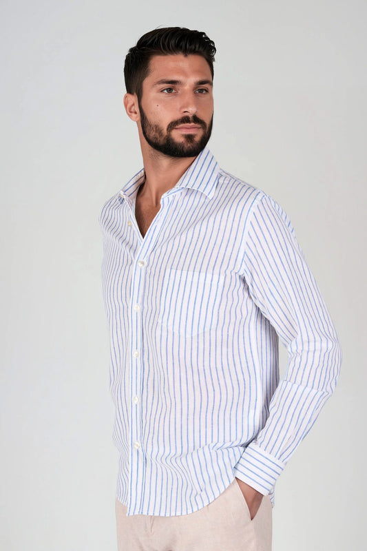 Striped Linen-Cotton Blend Shirt