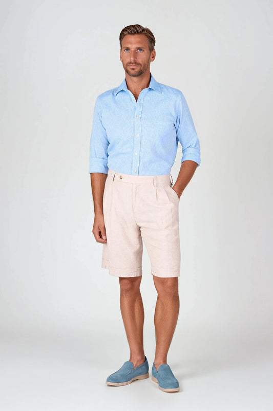 Linen and cotton shirt with chest pocket