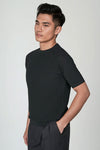 Ribbed Crepe Knit Raglan T-shirt
