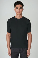 Ribbed Crepe Knit Raglan T-shirt
