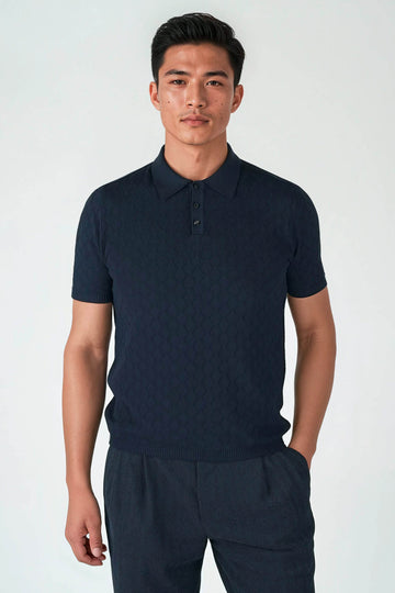 Worked Knit Polo Shirt