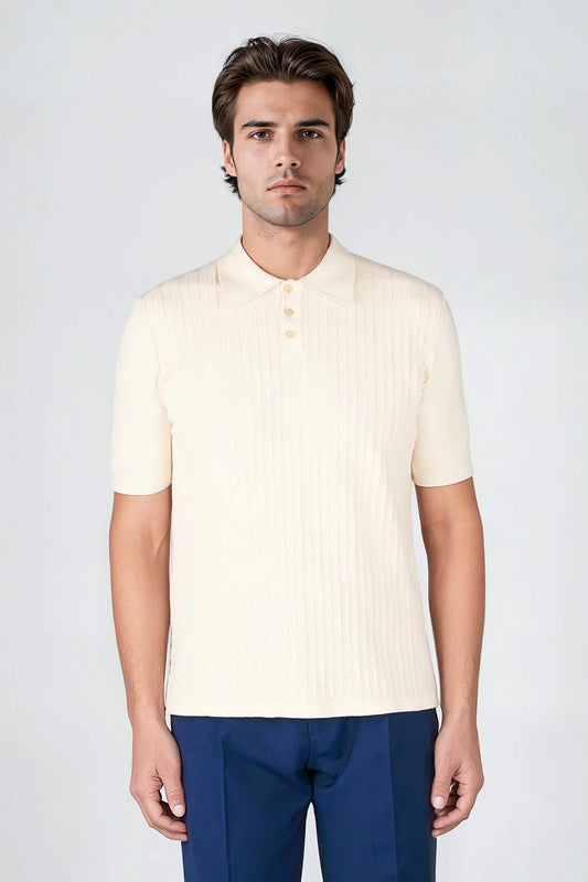 Knitted Polo Shirt Herringbone Pattern