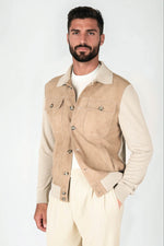 Suede and knit bomber jacket