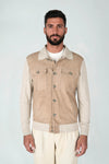 Suede and knit bomber jacket