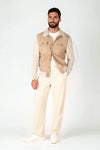 Suede and knit bomber jacket