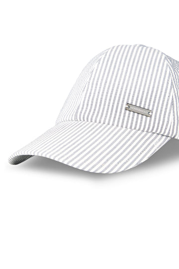 Striped stretch cotton baseball cap