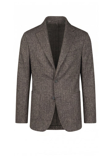 Unlined Wool and Baby Alpaca Herringbone Jacket - Fabrics by Ferla® - MONTEZEMOLO