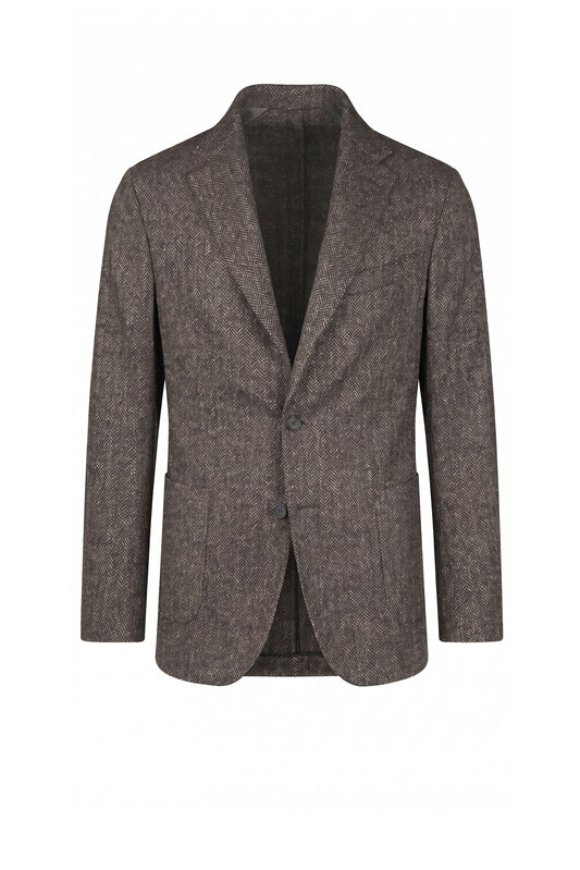Unlined Wool and Baby Alpaca Herringbone Jacket - Fabrics by Ferla® - MONTEZEMOLO