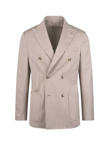 Unlined Stretch Wool Double-Breasted Jacket