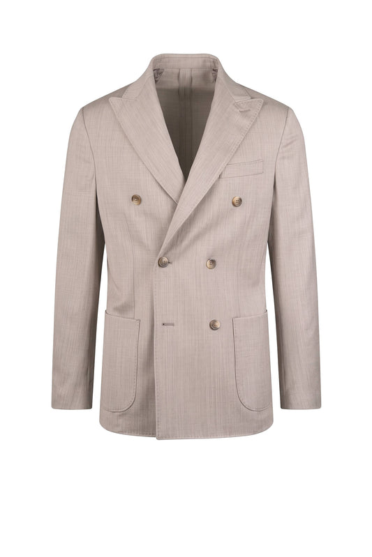 Unlined Stretch Wool Double-Breasted Jacket