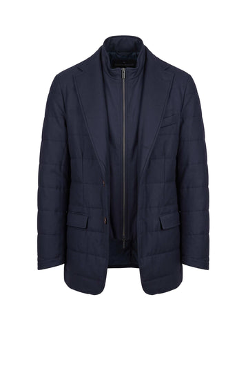 Quilted Wool-Blend Jacket with Zip-Up Inner Panel