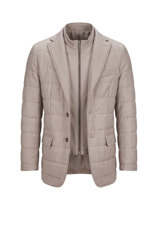 Quilted Wool-Blend Jacket with Zip-Up Inner Panel