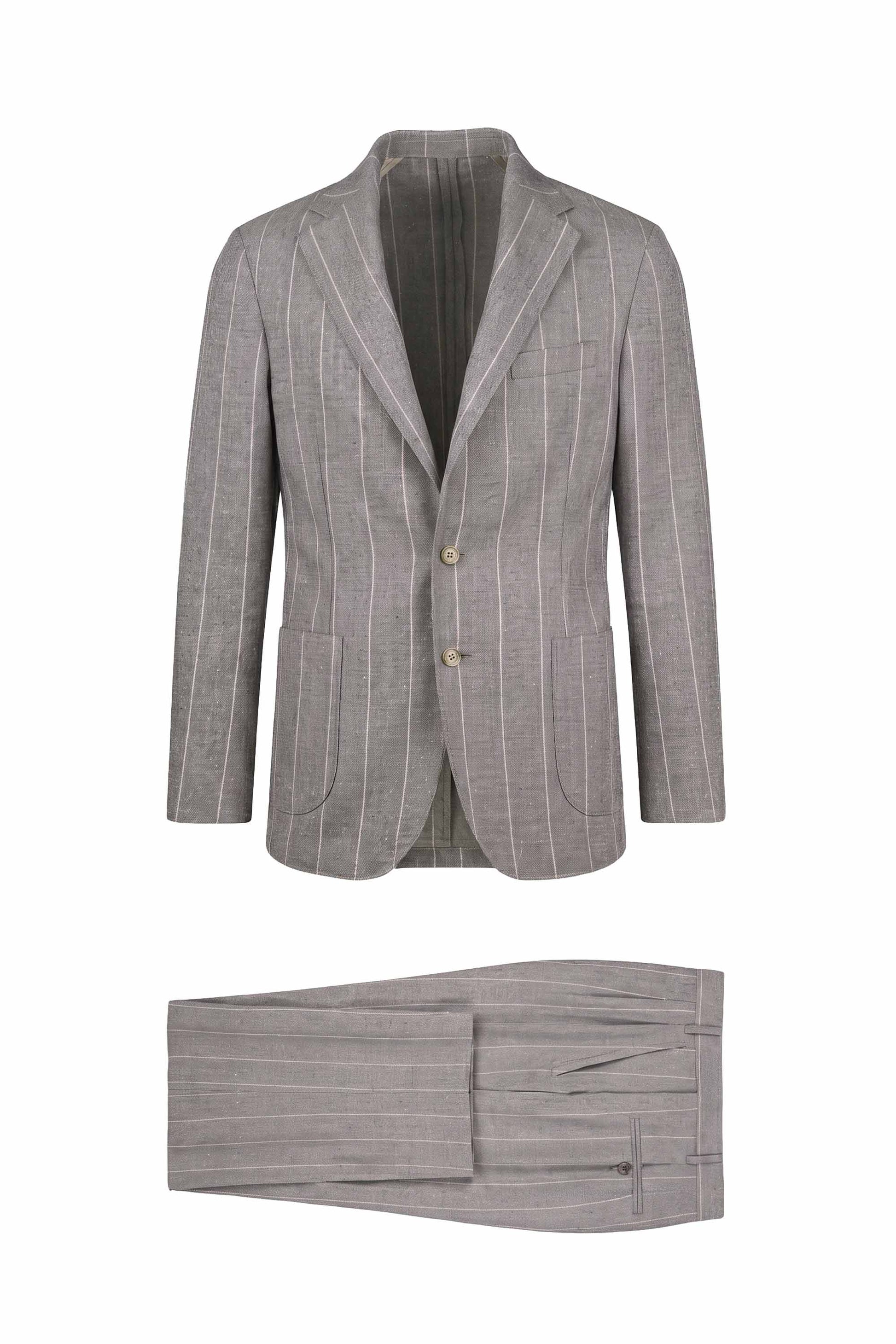 Wool, Baby Alpaca & Silk Unlined Pinstripe Suit - Fabrics by Ferla® - MONTEZEMOLO