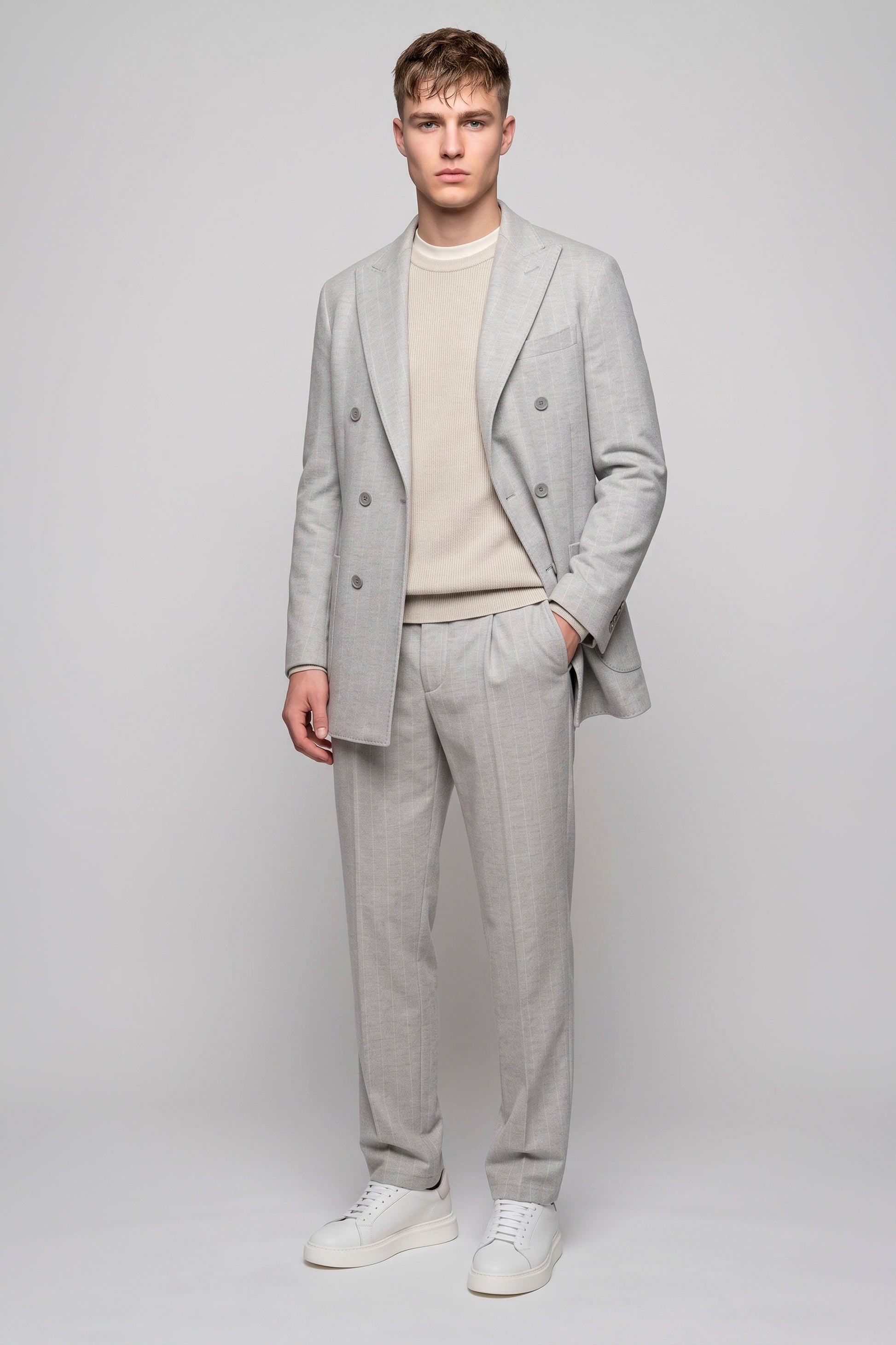 Deconstructed Double-Breasted Stretch Cotton Suit - MONTEZEMOLO