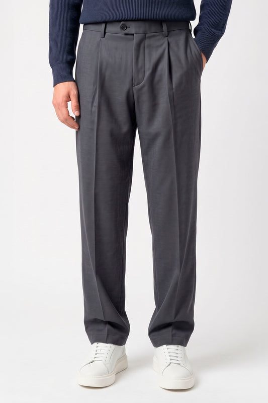 ZMART Single-Pleat Micro-Pattern Jersey Trousers