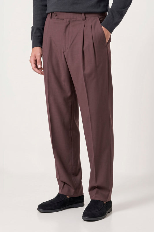 Double-Pleat Wide Fit Fluid Fabric Trousers