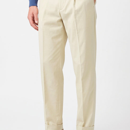 Stretch Gabardine Pleated Trousers - Loro Piana® fabrics - MONTEZEMOLO
