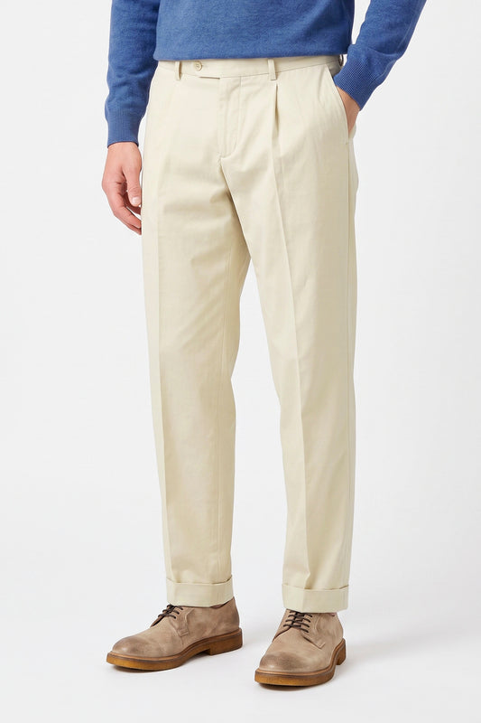 Stretch Gabardine Pleated Trousers - Loro Piana® fabrics - MONTEZEMOLO