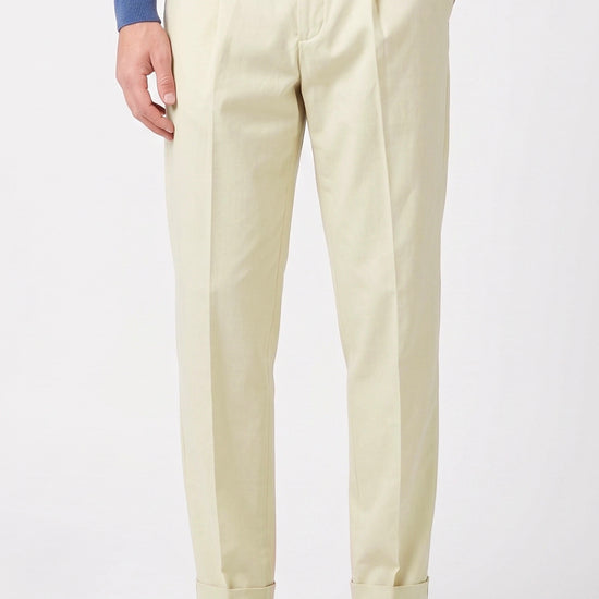 Stretch Gabardine Pleated Trousers - Loro Piana® fabrics - MONTEZEMOLO