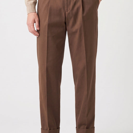 Stretch Gabardine Pleated Trousers - Loro Piana® fabrics - MONTEZEMOLO