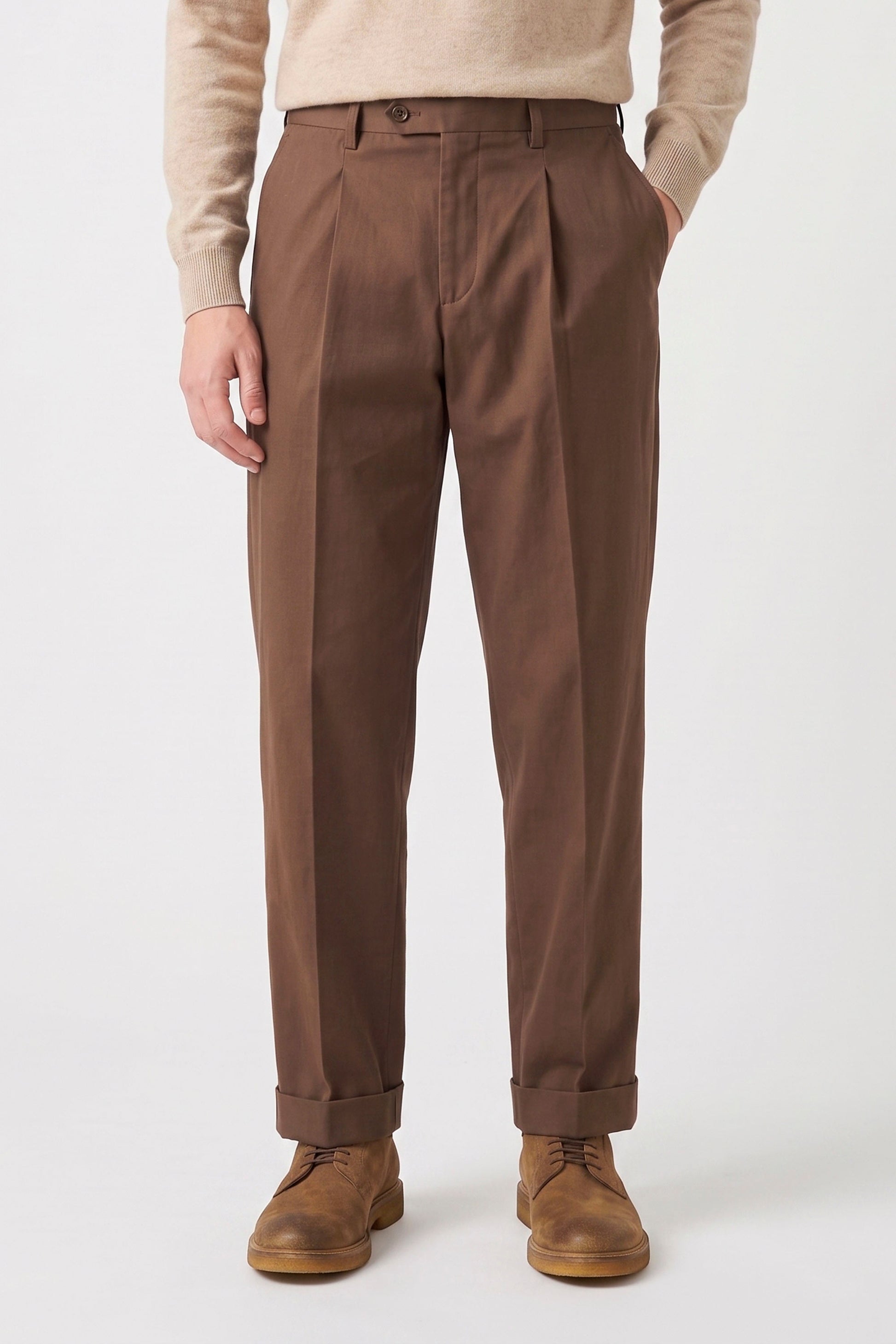 Stretch Gabardine Pleated Trousers - Loro Piana® fabrics - MONTEZEMOLO