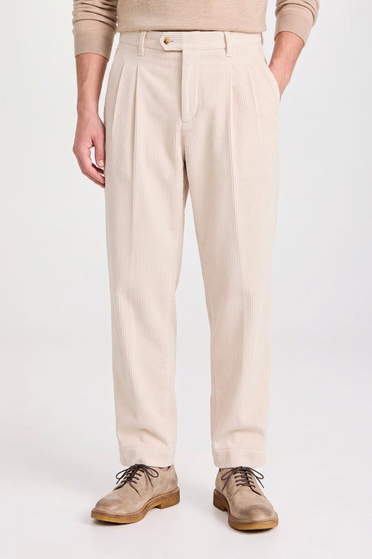 Cotton & Cashmere Corduroy Double-Pleat Trousers - Zegna® fabrics - MONTEZEMOLO