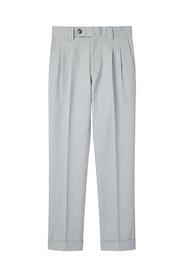 Double-Pleat Stretch Cotton and Cashmere Trousers